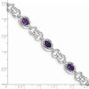 Sterling Silver Rhodium-plated Diamond & Amethyst Bracelet