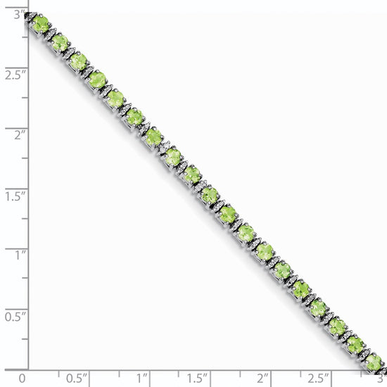 Sterling Silver Rhodium-plated Peridot and Diamond Bracelet