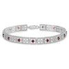 Sterling Silver Rhodium-plated Garnet Diamond Bracelet