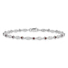 Sterling Silver Rhodium-plated Garnet Diamond Bracelet