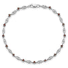 Sterling Silver Rhodium-plated Garnet Diamond Bracelet