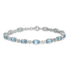 Sterling Silver Rhodium-plated Gemstone & White Topaz Bracelets