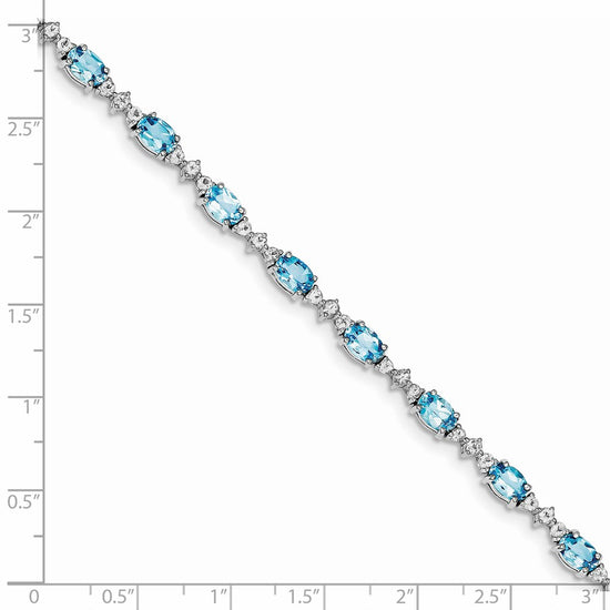 Sterling Silver Rhodium-plated Gemstone & White Topaz Bracelets