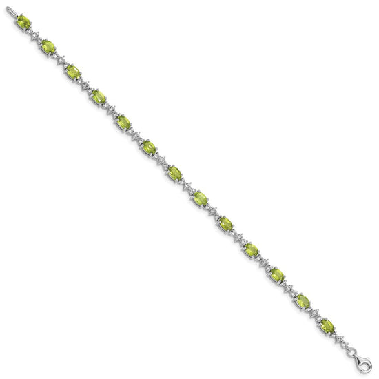 Sterling Silver Rhodium-plated Gemstone & White Topaz Bracelets