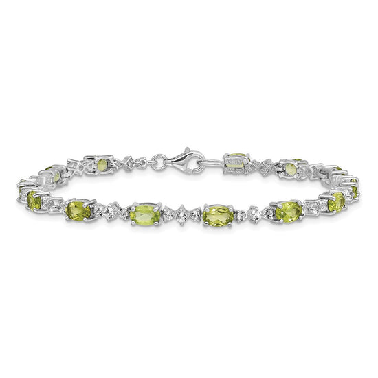 Sterling Silver Rhodium-plated Gemstone & White Topaz Bracelets