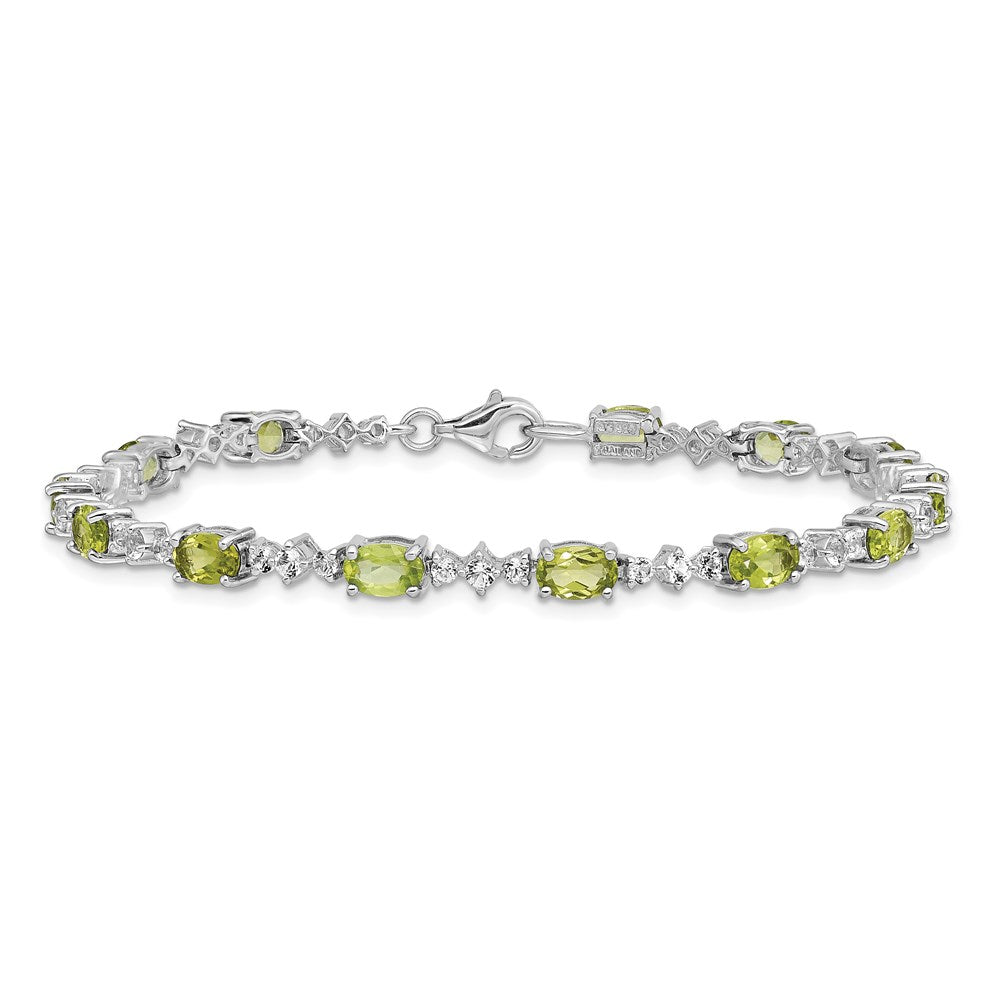 Sterling Silver Rhodium-plated Gemstone & White Topaz Bracelets