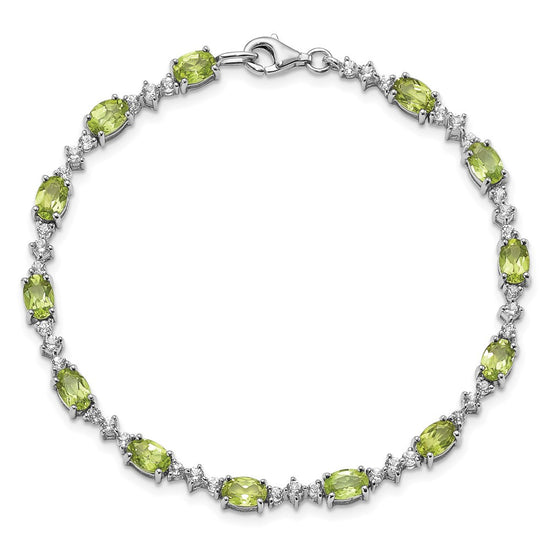 Sterling Silver Rhodium-plated Gemstone & White Topaz Bracelets