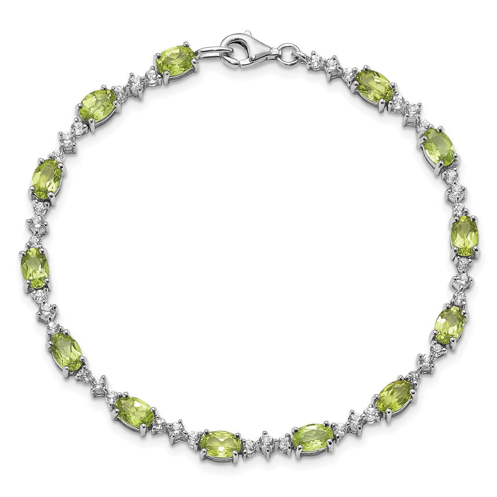 Sterling Silver Rhodium-plated Gemstone & White Topaz Bracelets
