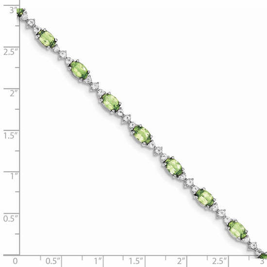 Sterling Silver Rhodium-plated Gemstone & White Topaz Bracelets