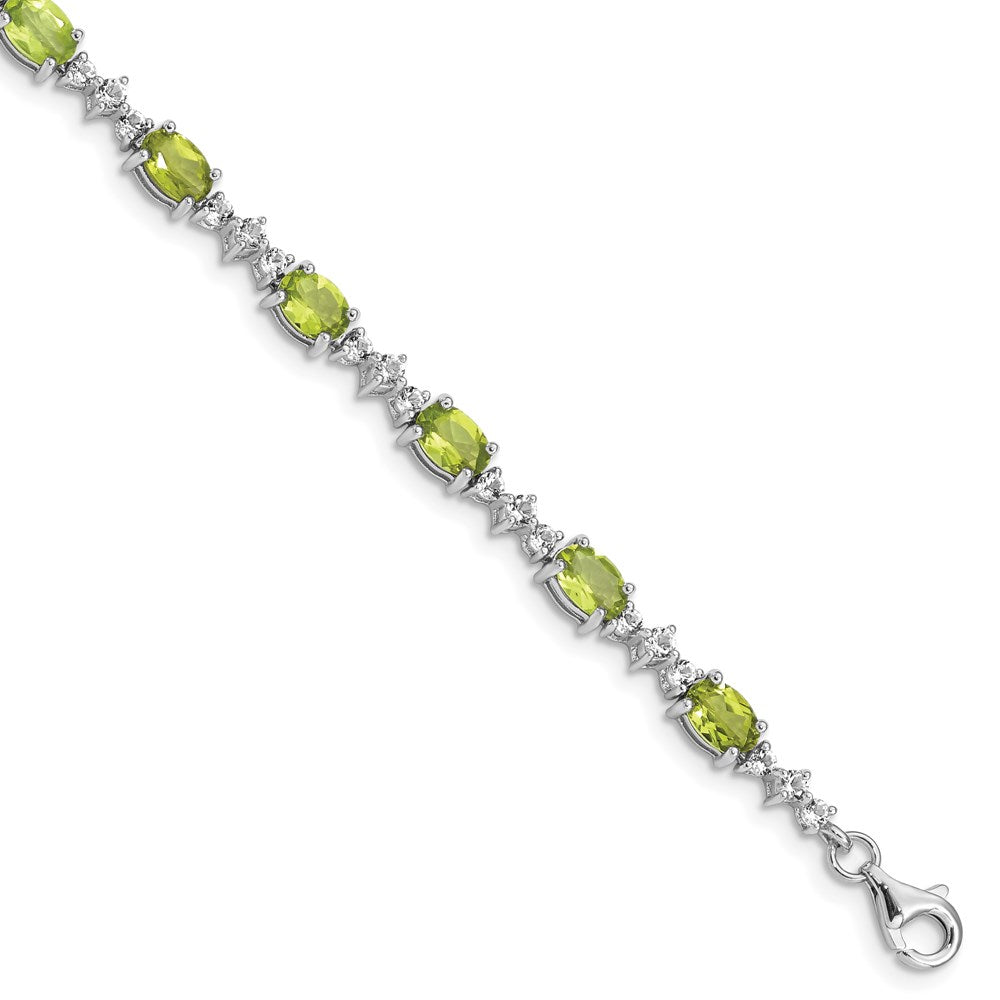 Sterling Silver Rhodium-plated Gemstone & White Topaz Bracelets