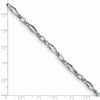 Sterling Silver Rhodium-plated Aquamarine and Diamond Bracelet