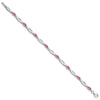 Sterling Silver Rhodium-plated Pink Tourmaline and Diamond Bracelet