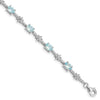 Sterling Silver Rhodium-plated Aquamarine and Diamond Bracelet