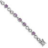 Sterling Silver Rhodium-plated Oval Heart Amethyst Bracelet