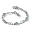 Sterling Silver Rhodium-plated Diamond Aquamarine Bracelet