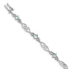 Sterling Silver Rhodium-plated Diamond Aquamarine Bracelet
