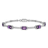 Sterling Silver Rhodium-plated Amethyst & Diamond Tennis Bracelet