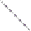 Sterling Silver Rhodium-plated Amethyst Open Link Bracelet
