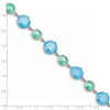 Sterling Silver Rhod-pltd Green/Blue Ice CZ 7in w/1in ext Bracelet