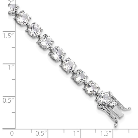 Sterling Silver Rhodium-plated 5mm 19.22WT White Topaz Bracelet