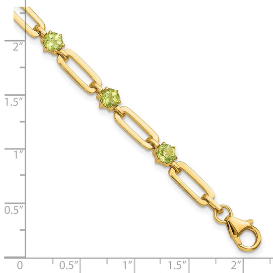 Sterling Silver Gold-tone 5mm 3.6PE Peridot Paperclip Chain Bracelet