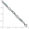 SS Rhodium-plated Light Swiss Blue Topaz and Diamond Bracelet