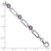 SS Rhod-plated 5mm 3.42AM Amethyst Paperclip Chain Bracelet