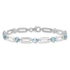 SS Rhod-plated 5mm 3.78BT Blue Topaz Paperclip Chain Bracelet