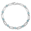 SS Rhod-plated 5mm 3.78BT Blue Topaz Paperclip Chain Bracelet