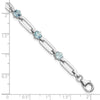 SS Rhod-plated 5mm 3.78BT Blue Topaz Paperclip Chain Bracelet