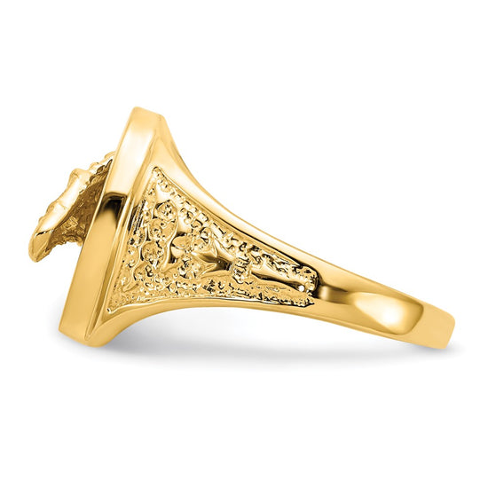 14k Polished Horseshoe with Horse in Center Ring