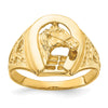 10k Polished Horseshoe with Horse in Center Ring