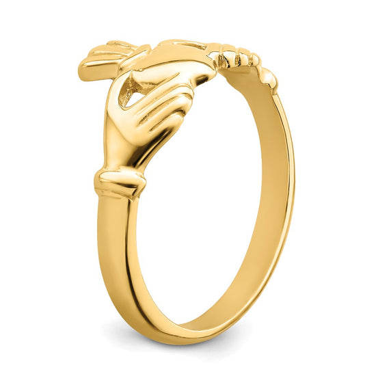 14k Polished Claddagh Ring