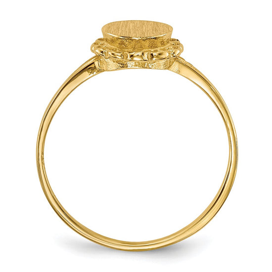 Gold Polished Bordered Open Back Signet Ring