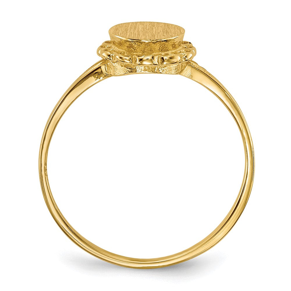 Gold Polished Bordered Open Back Signet Ring