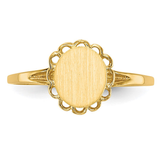 Gold Polished Bordered Open Back Signet Ring