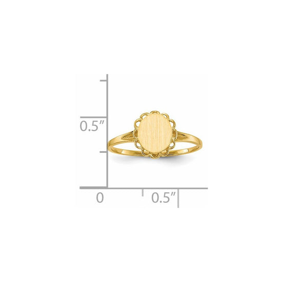 Gold Polished Bordered Open Back Signet Ring