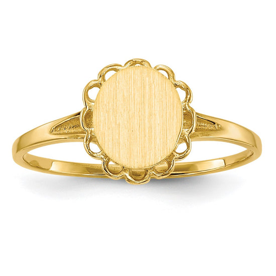 Gold Polished Bordered Open Back Signet Ring