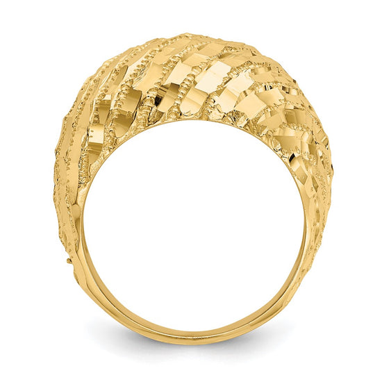 14k Diamond-Cut Dome Ring