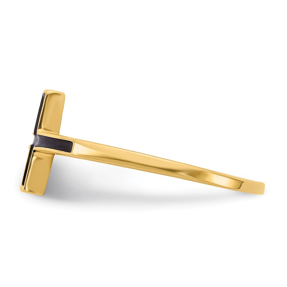 Gold Polished Sideways Cross Rings