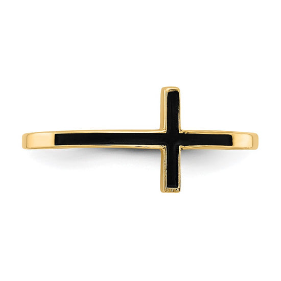 Gold Polished Sideways Cross Rings