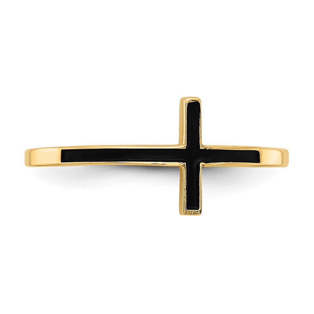 Gold Polished Sideways Cross Rings