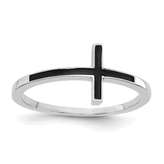 Gold Polished Sideways Cross Rings