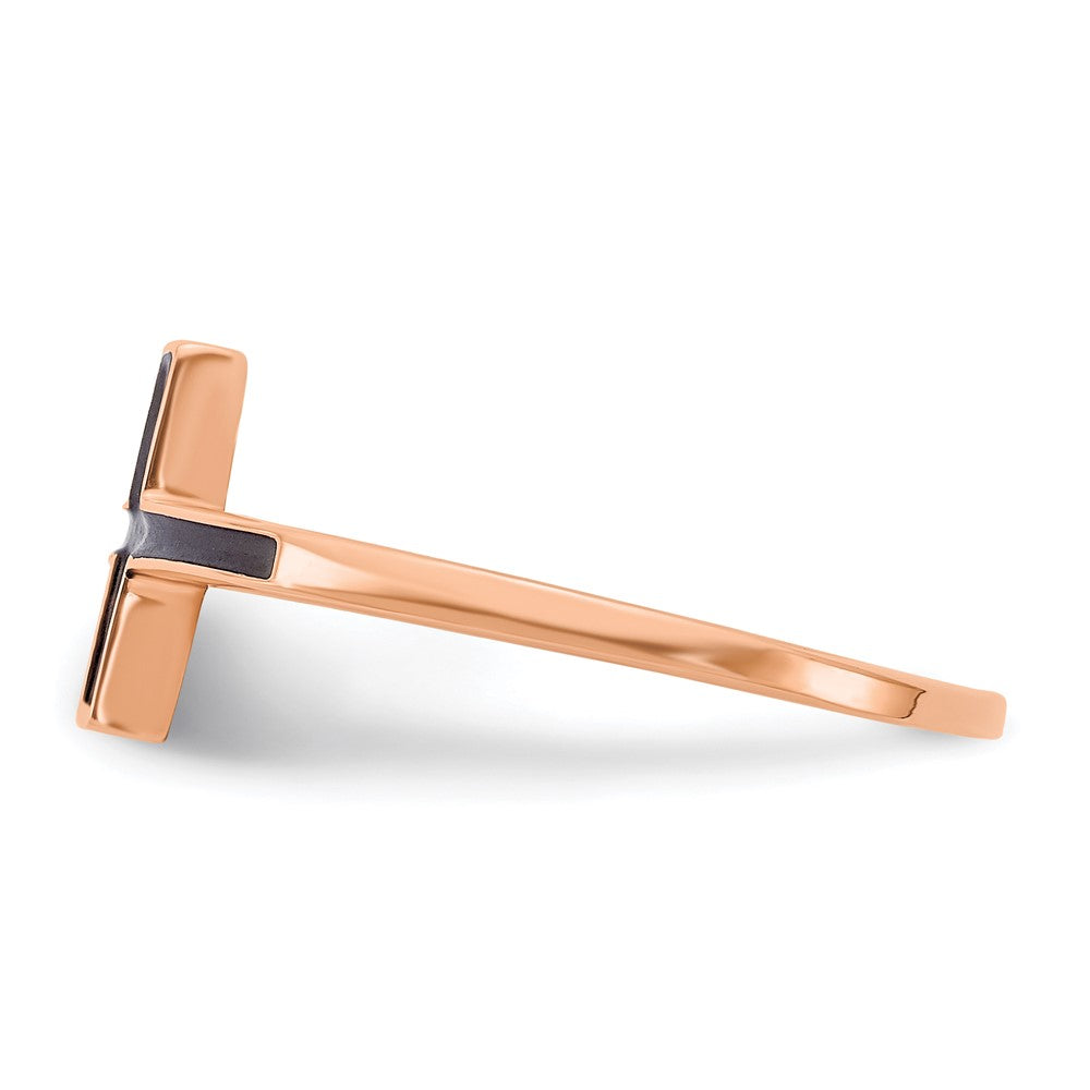 Gold Polished Sideways Cross Rings