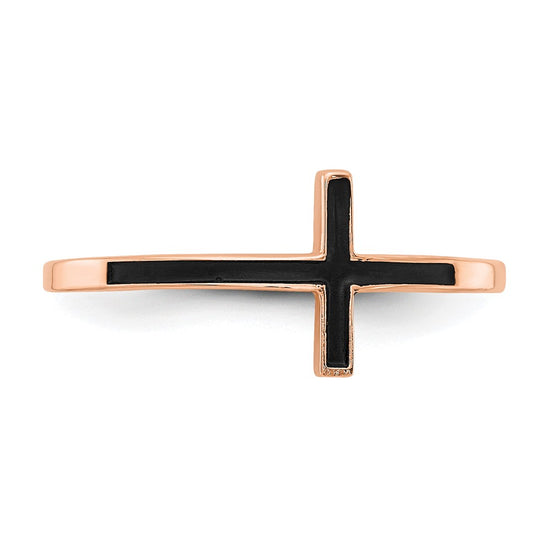 Gold Polished Sideways Cross Rings