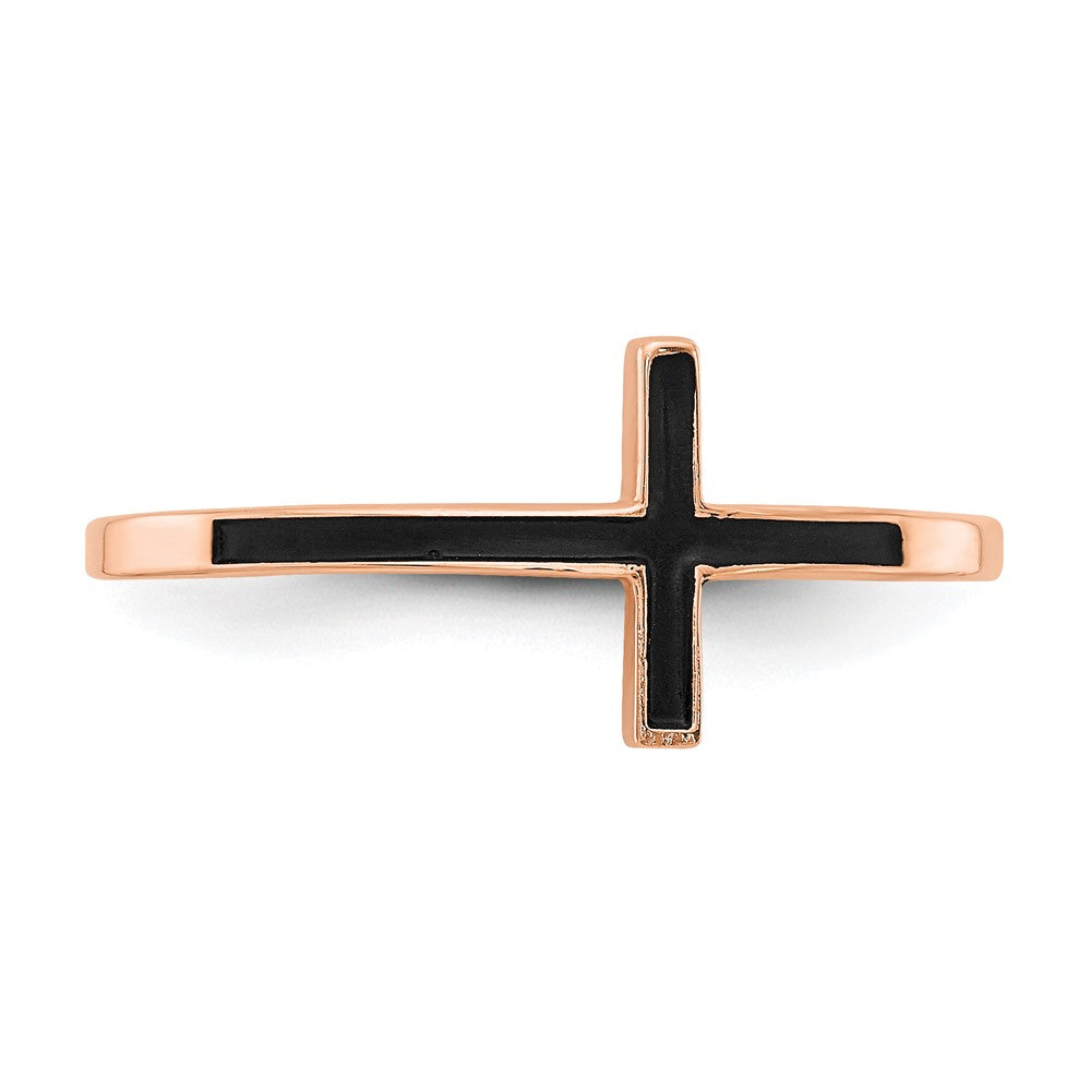Gold Polished Sideways Cross Rings