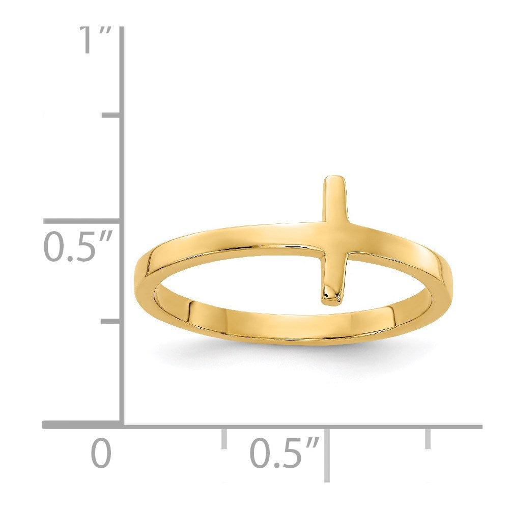 Gold Polished Sideways Cross Rings