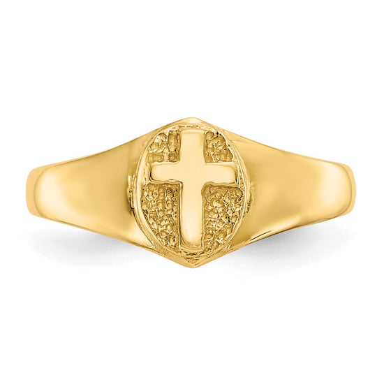 14k Polished Cross Size 4 Baby / Childs Ring