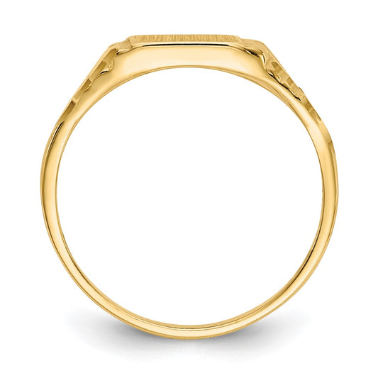 14k Diamond-Cut 6.0x4.5mm Closed Back Size 3.5 Childs Rectangular Signet Ring