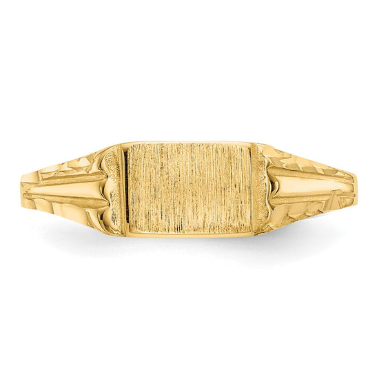 14k Diamond-Cut 6.0x4.5mm Closed Back Size 3.5 Childs Rectangular Signet Ring